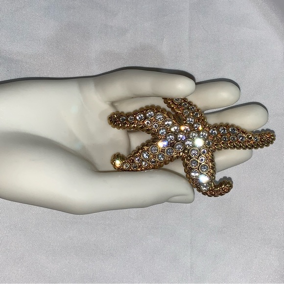 🍔SOLD🍔VERSACE Size 7 14k gold plated crystal STARFISH Tréspr de la Mer RING - Picture 4 of 11